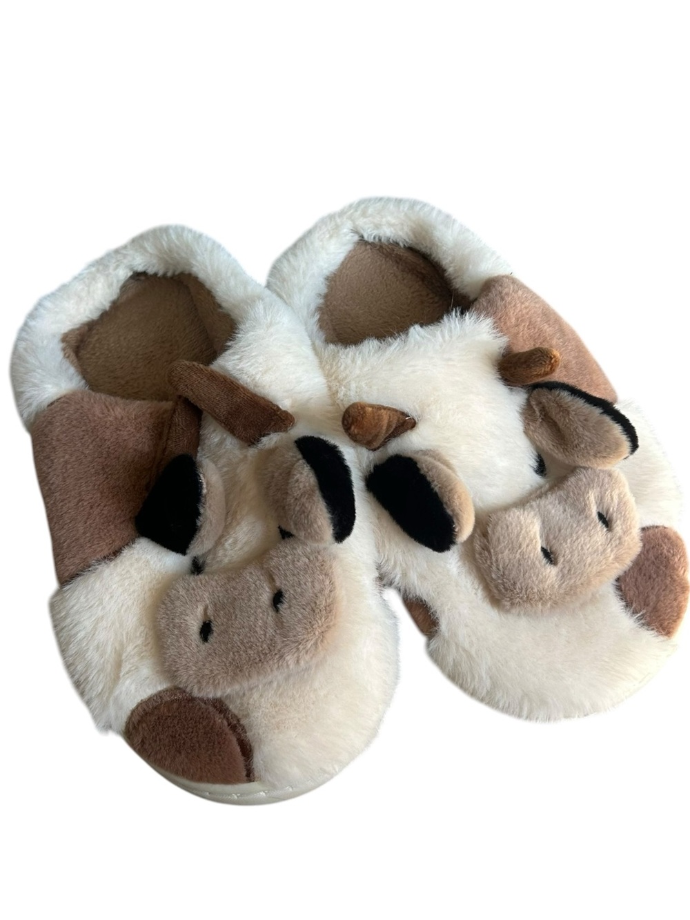 Fluffy Brown Cow Slippers Shoes Lounge Farm Animal Design Women’s Size 10 Fit!